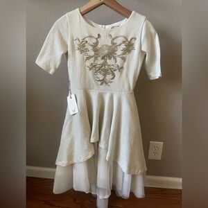 Joyfolie Cream Dress with Gold Detailing